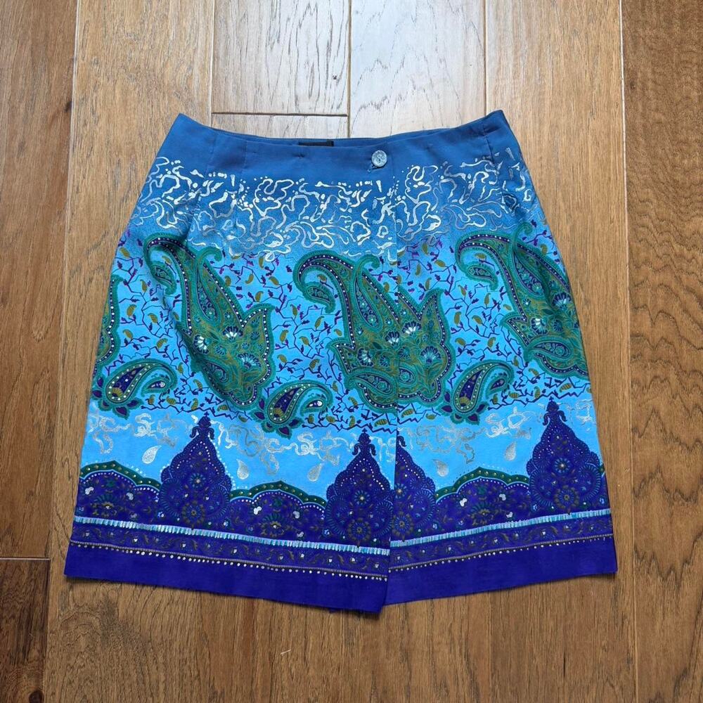 Vintage 90s blue and green mini skirt
